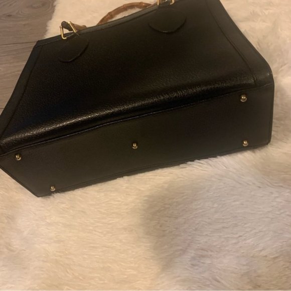 SOLD Gucci Vintage Princess Diana Bag Bamboo Handle Tote Black Leather - Picture 16 of 17
